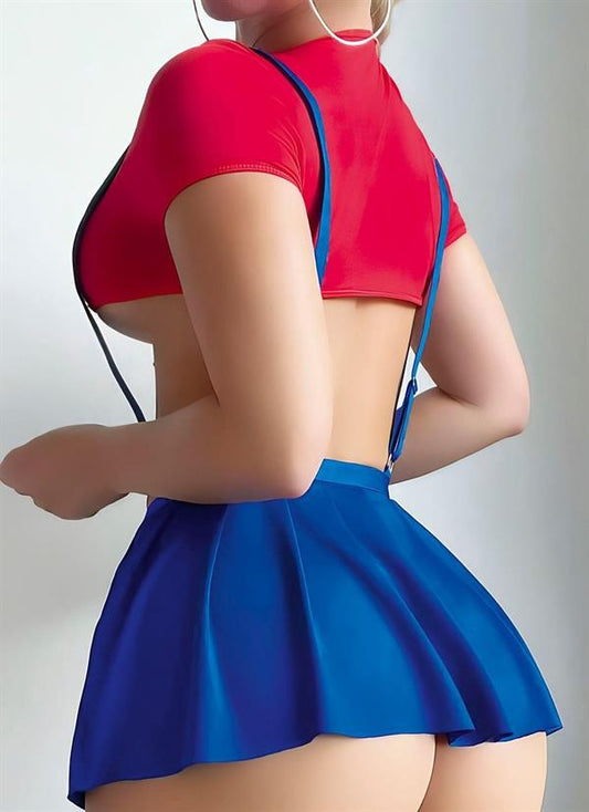 Mavi Kırmızı Fantezi Etekli Takım