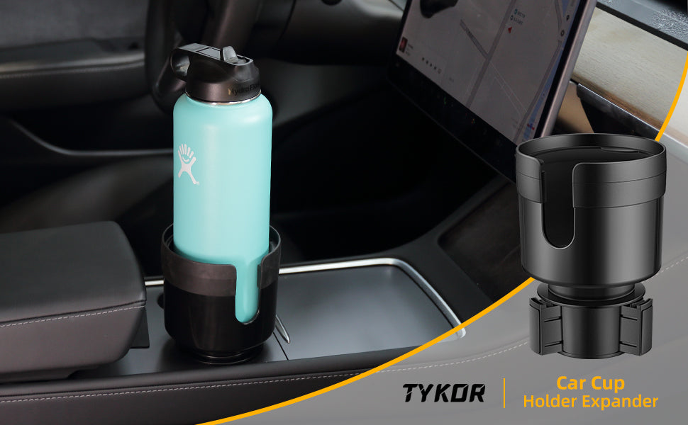 Car Cup Holder Expander, Cup Holder Extender for Car with Adjustable Base, Fits Yeti 24/36/46oz, Hydroflask 32/40oz, Large Bottles in 3"-3.9" (16-40oz)