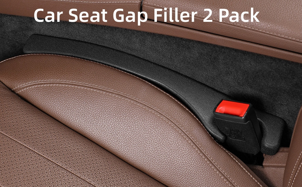 Car Seat Gap Filler 2 Pack, Universal Fit PU Leather Car Seat Gap Plug to Fill The Gap Between Seat and Console, Car Seat Crevice Blocker Stop Things from Dropping