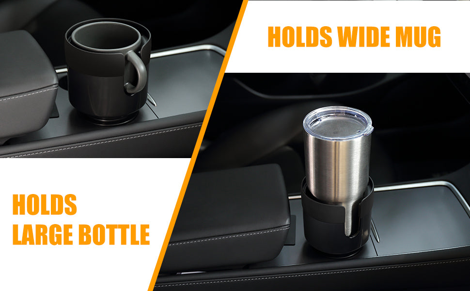 Car Cup Holder Expander, Cup Holder Extender for Car with Adjustable Base, Fits Yeti 24/36/46oz, Hydroflask 32/40oz, Large Bottles in 3"-3.9" (16-40oz)